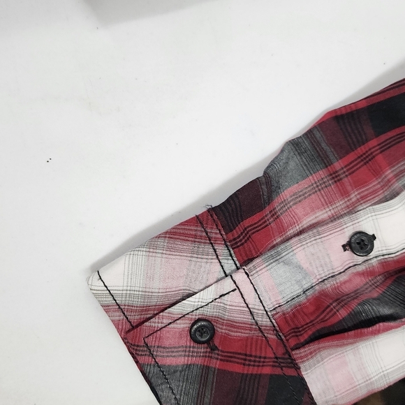 Buffalo David Bitton Makson Bordeaux Plaid Stitched Button Up Shirt M - Picture 6 of 9